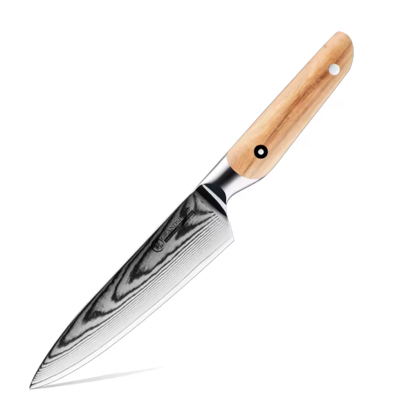 Couteaux de cuisine japonais avec manche en bois d'olivier