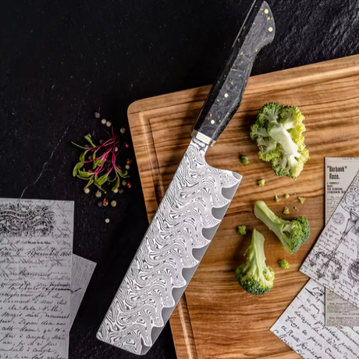 Couteau de Chef japonais Nakiri en acier Damas