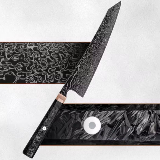 Couteau Kiritsuke en damas noir