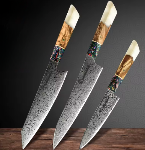 Set de couteaux de cuisine japonais en acier damas