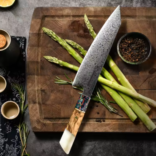 Set de couteaux de cuisine japonais en acier damas