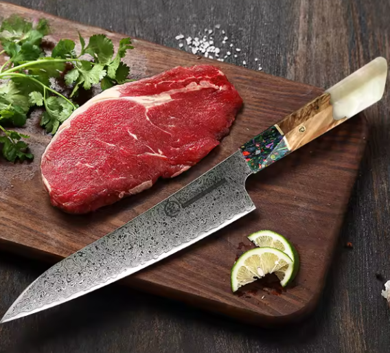 Set de couteaux de cuisine japonais en acier damas