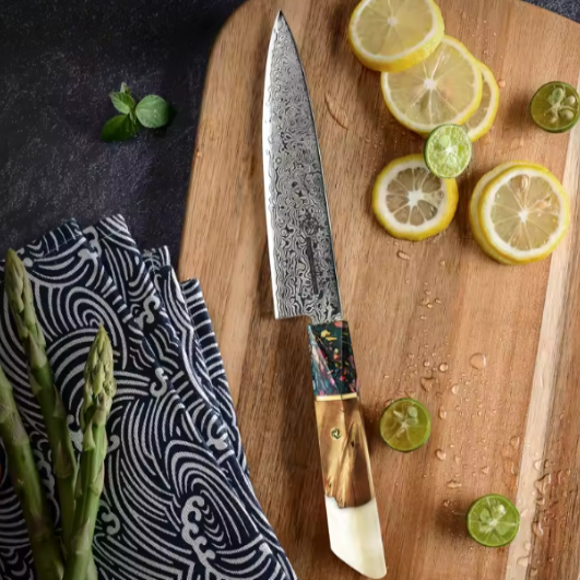 Set de couteaux de cuisine japonais en acier damas