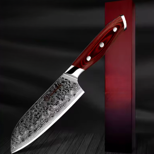 Couteau Santoku en acier damas