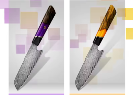 Couteau Santoku japonais professionnel en acier damas