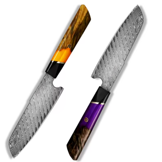 Couteau Santoku japonais professionnel en acier damas