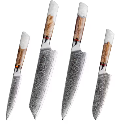 Set de couteaux de cuisine japonais en acier damas