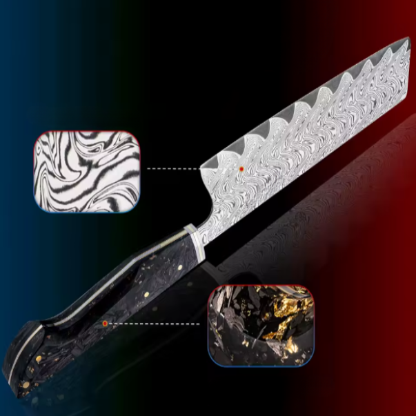 Couteau de Chef japonais Nakiri en acier Damas