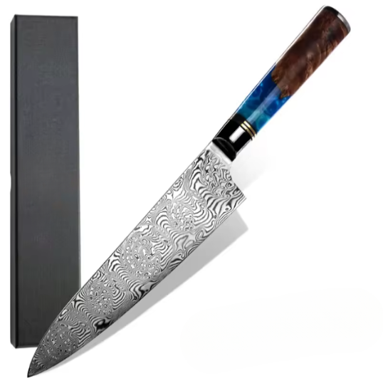 Couteau de Chef japonais haut de gamme en acier Damas