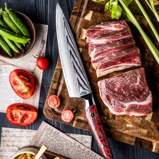 Couteau de Chef professionnel en acier Damas