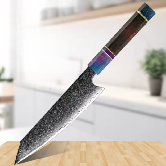 Couteau Kiritsuke japonais en acier damas
