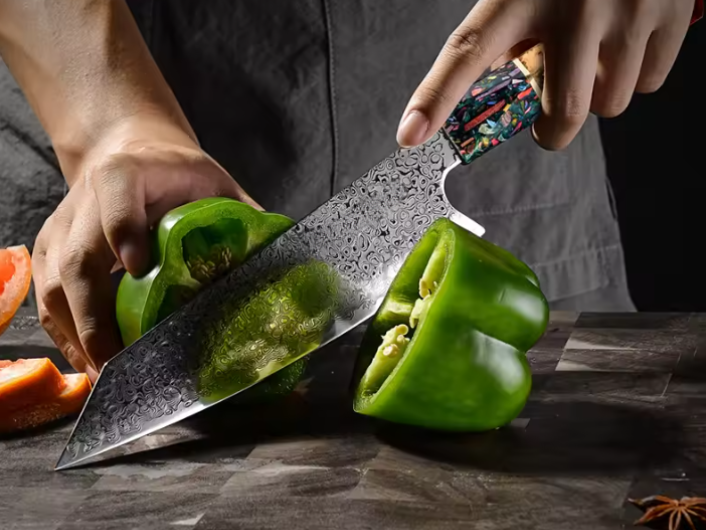 Couteaux Kiritsuke japonais en acier Damas