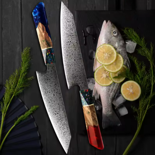 Couteaux Kiritsuke japonais en acier Damas