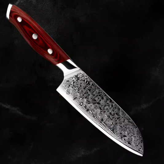 Couteau Santoku en acier damas