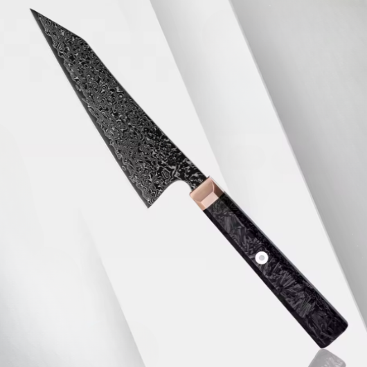 Couteau japonais Bunka en acier damas noir
