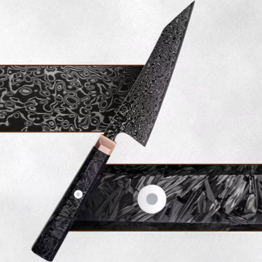 Couteau japonais Bunka en acier damas noir