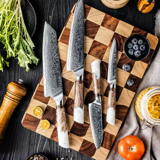 Set de couteaux de cuisine japonais en acier damas