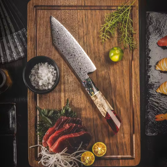 Couteau japonais Bunka en acier Damas