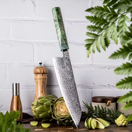 Couteau Kiritsuke japonais en acier Damas