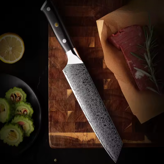 Couteau Kiritsuke japonais en acier Damas
