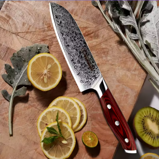 Couteau Santoku en acier damas