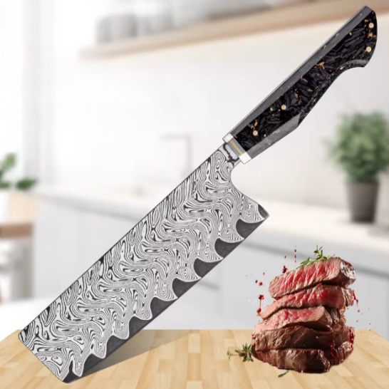 Couteau de Chef japonais Nakiri en acier Damas