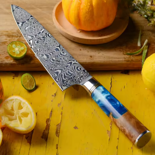 Couteau de Chef japonais haut de gamme en acier Damas