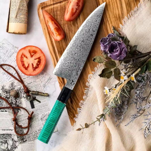 Couteau japonais Gyuto en acier Damas