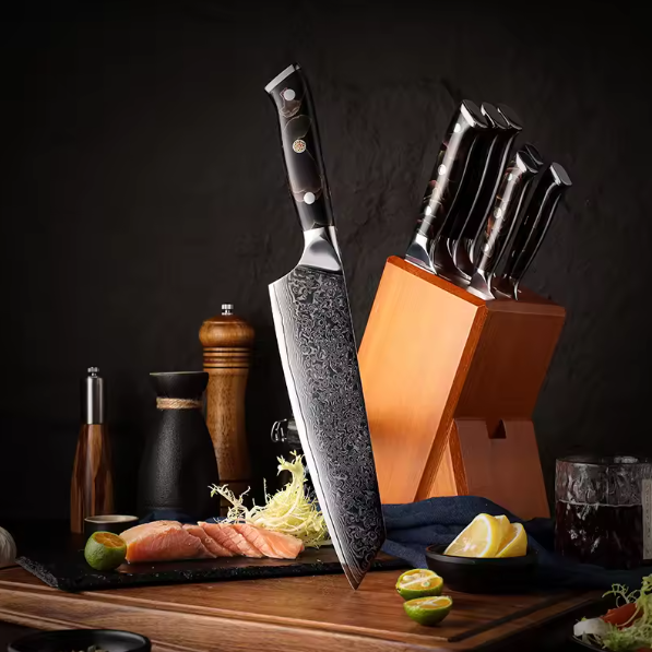 Couteau japonais Kiritsuke en acier damas